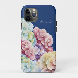 Waterverf Hydrangea gepersonaliseerd blauw Case-Mate iPhone Case