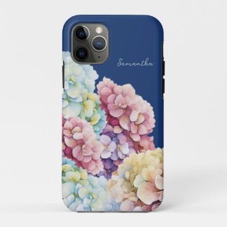 Waterverf Hydrangea gepersonaliseerd blauw Case-Mate iPhone Case