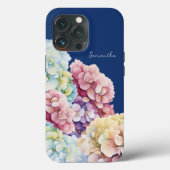 Waterverf Hydrangea gepersonaliseerd blauw Case-Mate iPhone Case (Achterkant)