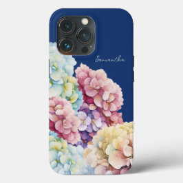 Waterverf Hydrangea gepersonaliseerd blauw Case-Mate iPhone Case