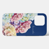 Waterverf Hydrangea gepersonaliseerd blauw Case-Mate iPhone Case (Achterkant (horizontaal))