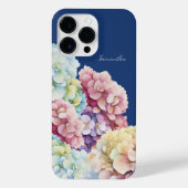 Waterverf Hydrangea gepersonaliseerd blauw iPhone Hoesje (Achterkant)