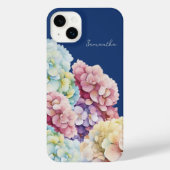 Waterverf Hydrangea gepersonaliseerd blauw iPhone Hoesje (Achterkant)