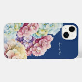 Waterverf Hydrangea gepersonaliseerd blauw iPhone Hoesje (Achterkant horizontaal)