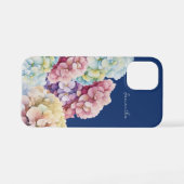 Waterverf Hydrangea gepersonaliseerd blauw iPhone Hoesje (Achterkant horizontaal)