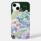 Waterverf Hydrangea gepersonaliseerd groen Case-Mate iPhone Case (Achterkant)