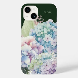 Waterverf Hydrangea gepersonaliseerd groen Case-Mate iPhone 14 Hoesje