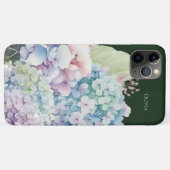 Waterverf Hydrangea gepersonaliseerd groen Case-Mate iPhone Case (Achterkant (horizontaal))