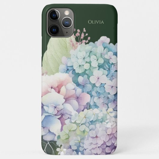 Waterverf Hydrangea gepersonaliseerd groen Case-Mate iPhone Case (Achterkant)