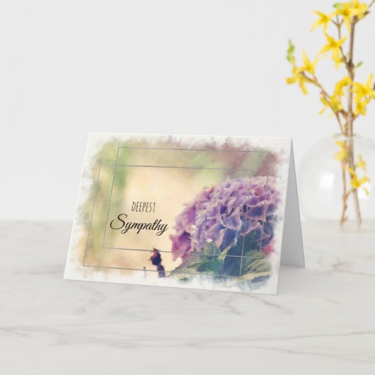 Waterverf Hydrangea Green Silver Diepste Sympathie Kaart (Gele Bloem)