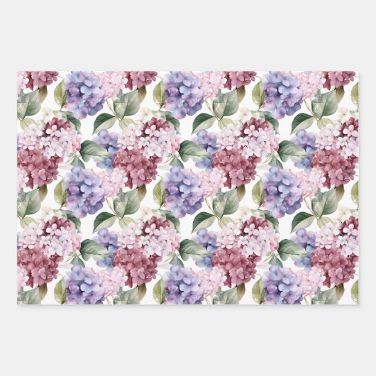 Waterverf Hydrangea Inpakpapier Vel (Voorkant 3)