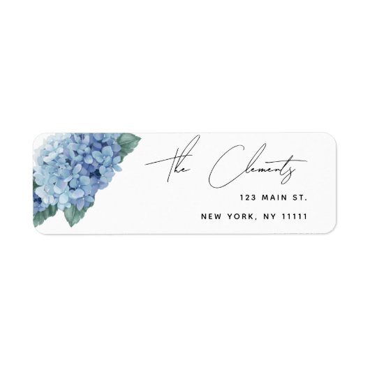 Waterverf Hydrangea Modern Retouradreslabel Etiket (Voorkant)