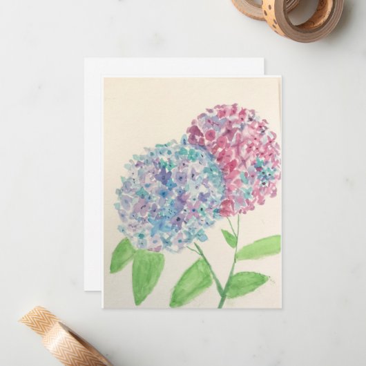 Waterverf Hydrangea Notecard Notitiekaartje