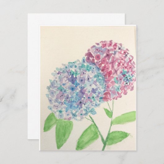 Waterverf Hydrangea Notecard Notitiekaartje (Voorkant / Achterkant)