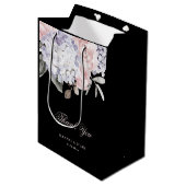  Waterverf Hydrangea op zwart | Weddenschap Medium Cadeauzakje (Voorkant Gekanteld)