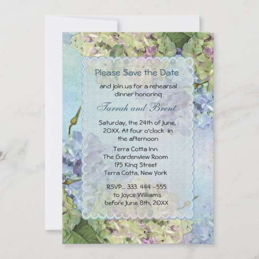 Waterverf Hydrangea repetitie Binneninrichting Save The Date (Voorkant)