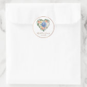 waterverf Hydrangea Roos Bloem Bruiloft Goud Ronde Sticker (Tas)