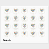 waterverf Hydrangea Roos Bloem Bruiloft Goud Ronde Sticker (Vel)