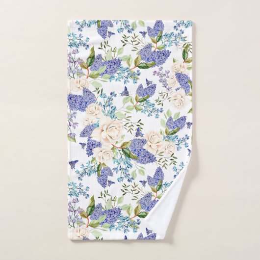 Waterverf Hydrangea & Roos Bloemen Bad Handdoek (Handdoek)