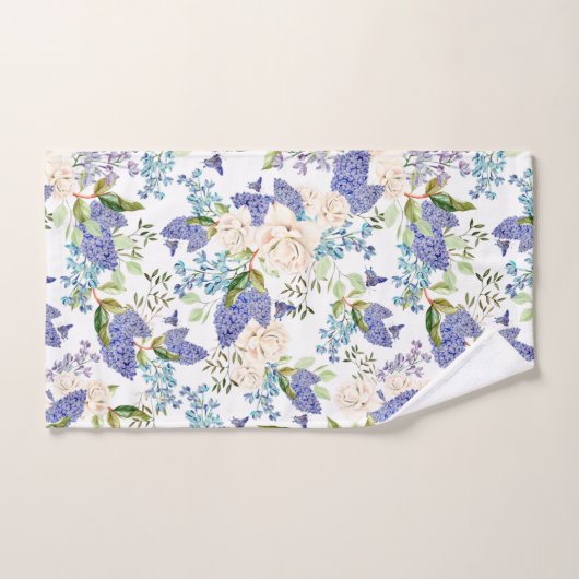 Waterverf Hydrangea & Roos Bloemen Bad Handdoek (Handdoek)