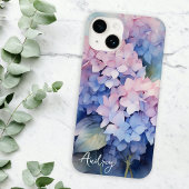 Waterverf Hydrangea Roze Paarse Naam Sjabloon Case-Mate iPhone Case