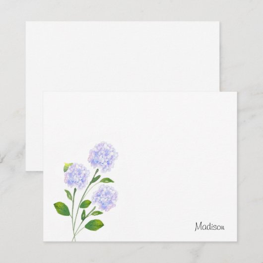 Waterverf Hydrangea Stems Notitiekaartje (Voorkant / Achterkant)