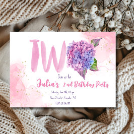 Waterverf hydrangea tweede verjaardag kaart