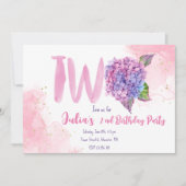 Waterverf hydrangea tweede verjaardag kaart (Voorkant)