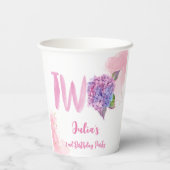 Waterverf hydrangea tweede verjaardag papieren bekers (Achterkant)