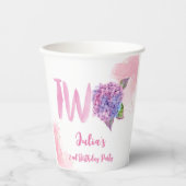 Waterverf hydrangea tweede verjaardag papieren bekers (Voorkant)