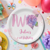 Waterverf hydrangea tweede verjaardag papieren bordje