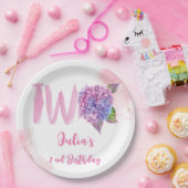 Waterverf hydrangea tweede verjaardag papieren bordje (Feest)