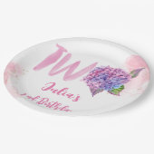 Waterverf hydrangea tweede verjaardag papieren bordje (Gekanteld)