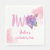 Waterverf hydrangea tweede verjaardag servet (Voorkant)