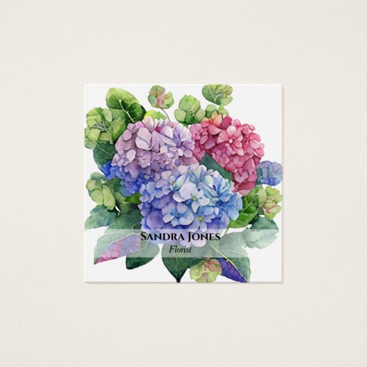 Waterverf Hydrangea Visitekaartjes (Voorkant)
