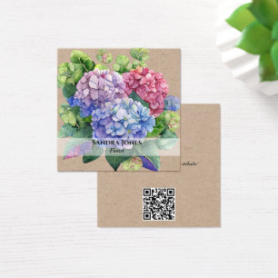 Waterverf Hydrangea Visitekaartjes - kraftpapier