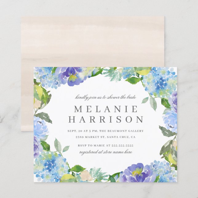 Waterverf Hydrangea Wreated Vrijgezellenfeest (Voorkant / Achterkant)