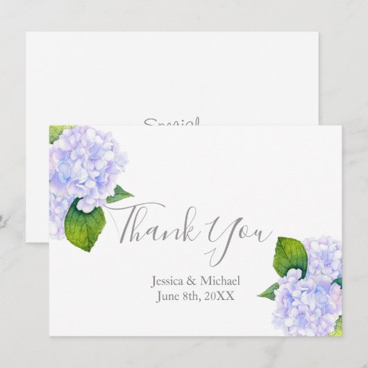 Waterverf Hydrangeas Bedankkaart (Voorkant / Achterkant)