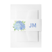 Waterverf Hydrangeas Blue Floral Monogram Weddensc Uitnodigingen Wikkel (Voorkant Voorbeeld)