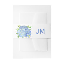Waterverf Hydrangeas Blue Floral Monogram Weddensc Uitnodigingen Wikkel