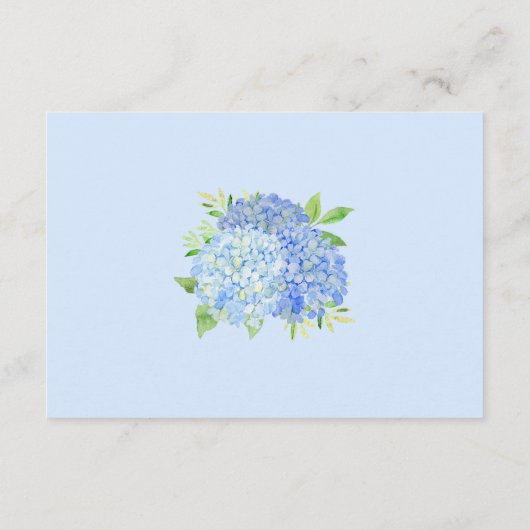 Waterverf Hydrangeas Blue Floral Wedding RSVP Informatiekaartje (Achterkant)