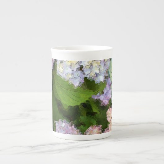 Waterverf Hydrangeas Bone China Tea Cup Porselein Kop (Voorkant)