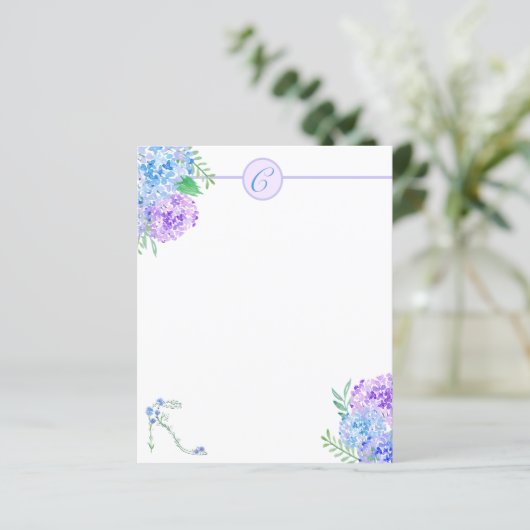 Waterverf Hydrangeas Floral High Hiel Monogram (Staand voorkant)