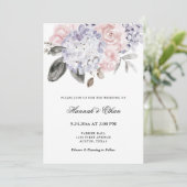  Waterverf Hydrangeas | Floral Wedding Kaart (Staand voorkant)