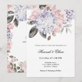 Waterverf Hydrangeas | Floral Wedding Kaart (Voorkant / Achterkant)