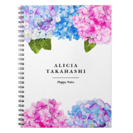 Waterverf Hydrangeas | Jouw namen toevoegen Notitieboek