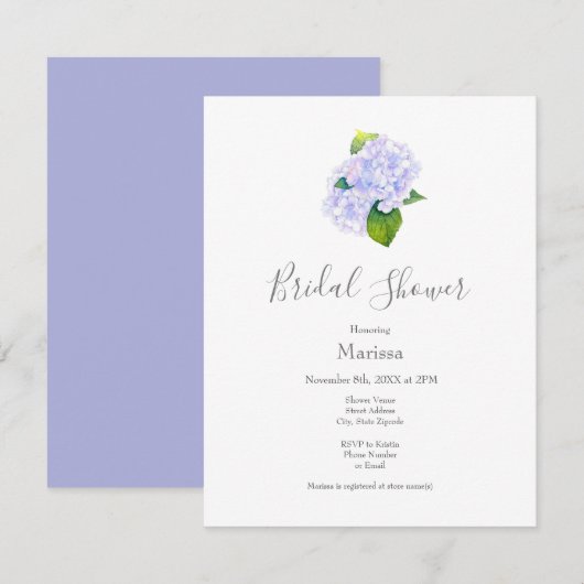 Waterverf Hydrangeas Kaart (Voorkant / Achterkant)