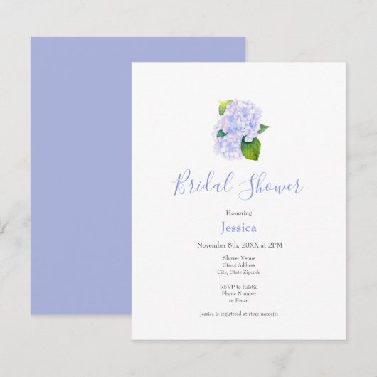 Waterverf Hydrangeas Kaart (Voorkant / Achterkant)