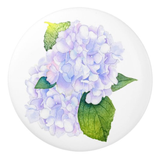 Waterverf Hydrangeas Keramische Knop (Voorkant)