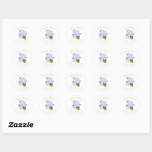 Waterverf Hydrangeas-labels Ronde Sticker (Vel)